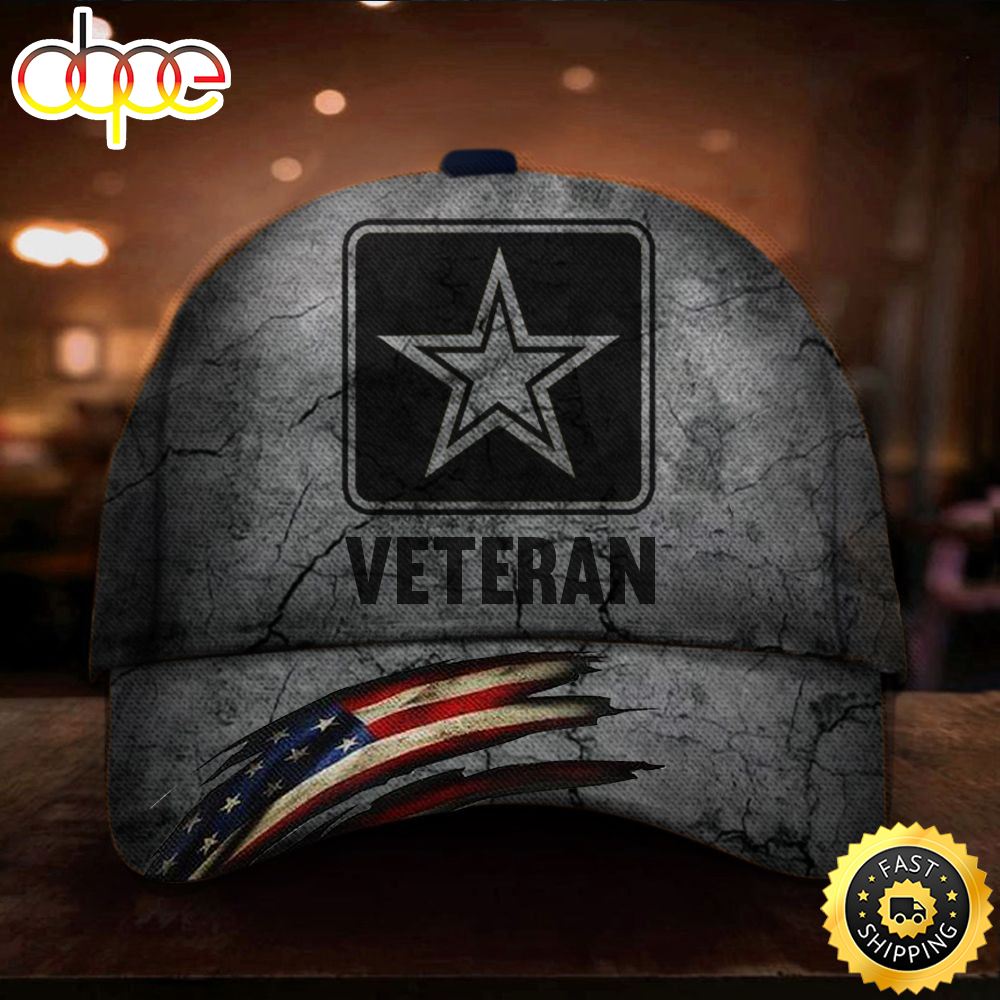 Veteran American Flag Hat Proud US Military Army Veteran Hat Vintage American Flag Cap Unique Proud Of US Army Veteran Gift Hat Classic Cap