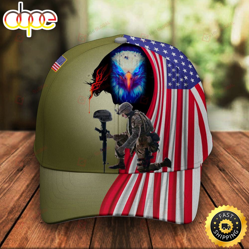 Veteran American Flag Hat Proud US Military I am A Veteran I Believe in God Jesus Family Hat Classic Cap