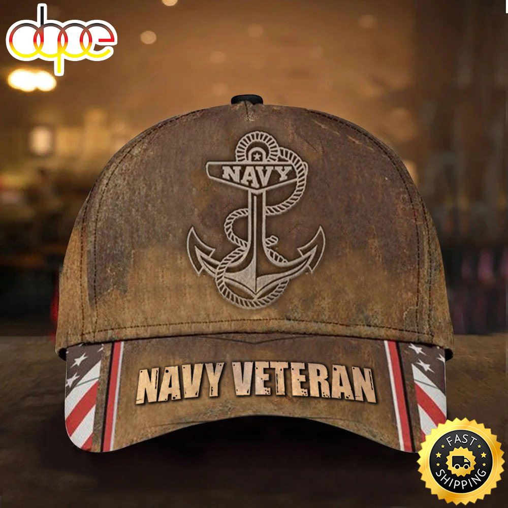 Veteran American Flag Hat Proud US Military Navy Veteran Hat Old Retro Style American Flag Proud Served United States Navy Veteran Hat Classic Cap