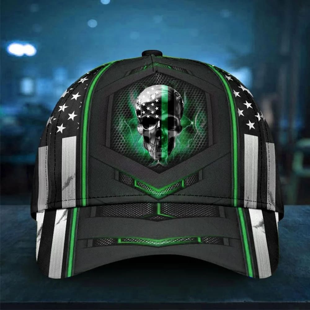 Veteran American Flag Hat Proud US Military Skull Green Line Flag Hat Men's Unique Baseball Cap Good Veterans Day Gifts Ideas Hat Classic Cap