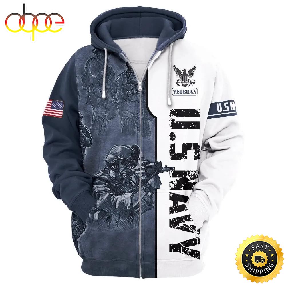 Veteran American Military USN US Navy Veteran 3D Hoodie All Over Printed