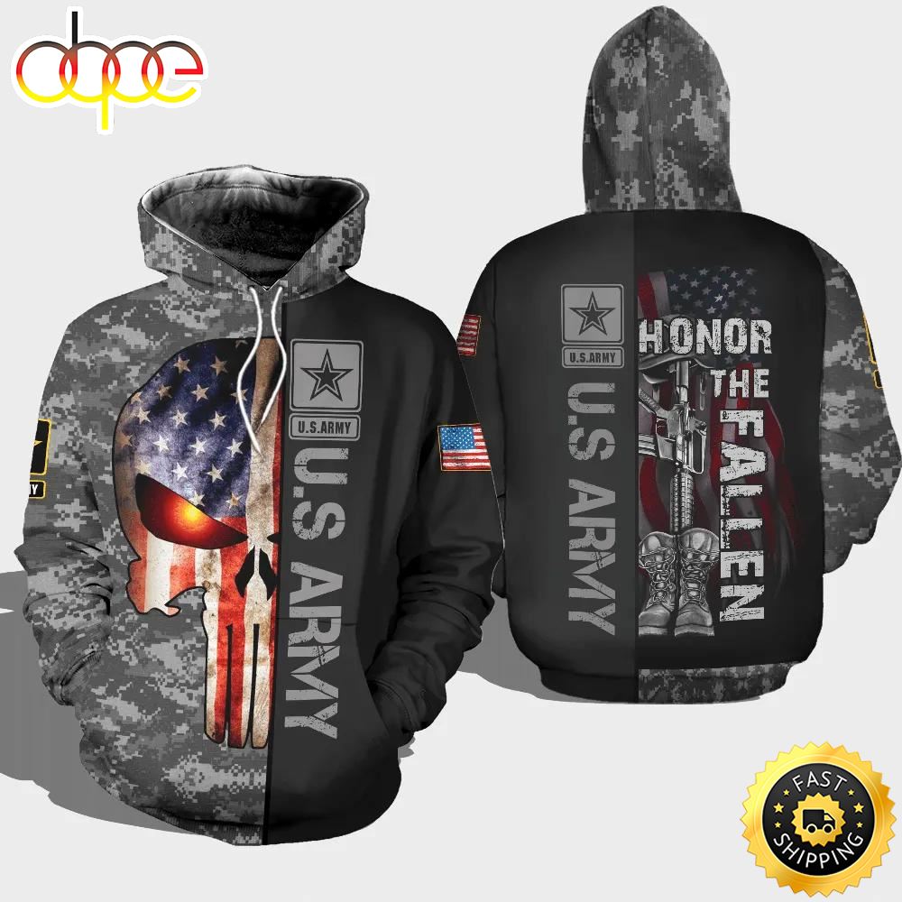 Veteran American Military US Army Honor The Fallen 3D Hoodie All Over Printed
