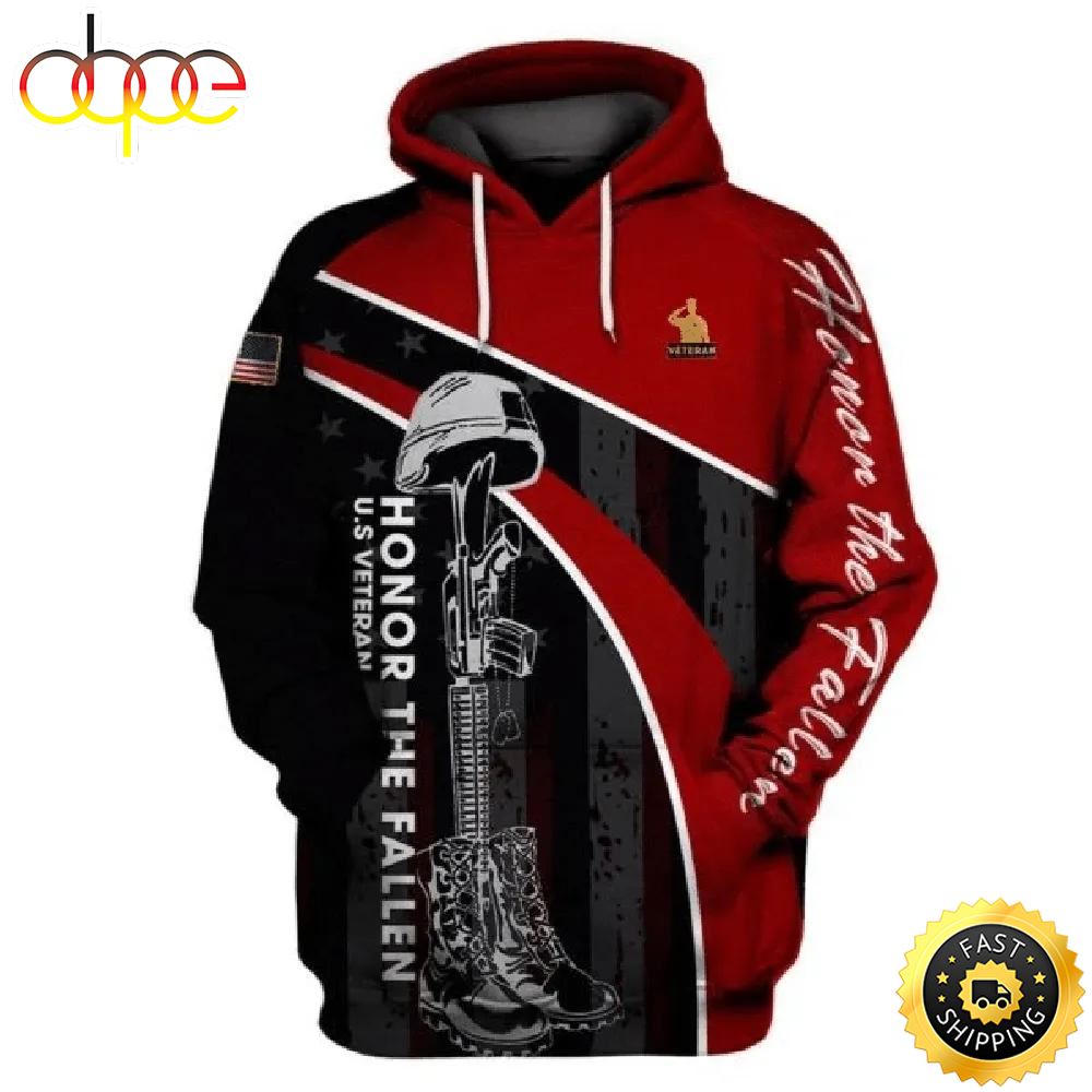 Veteran American Military US Veteran Honor The Fallen 3D Hoodie All Over Printed
