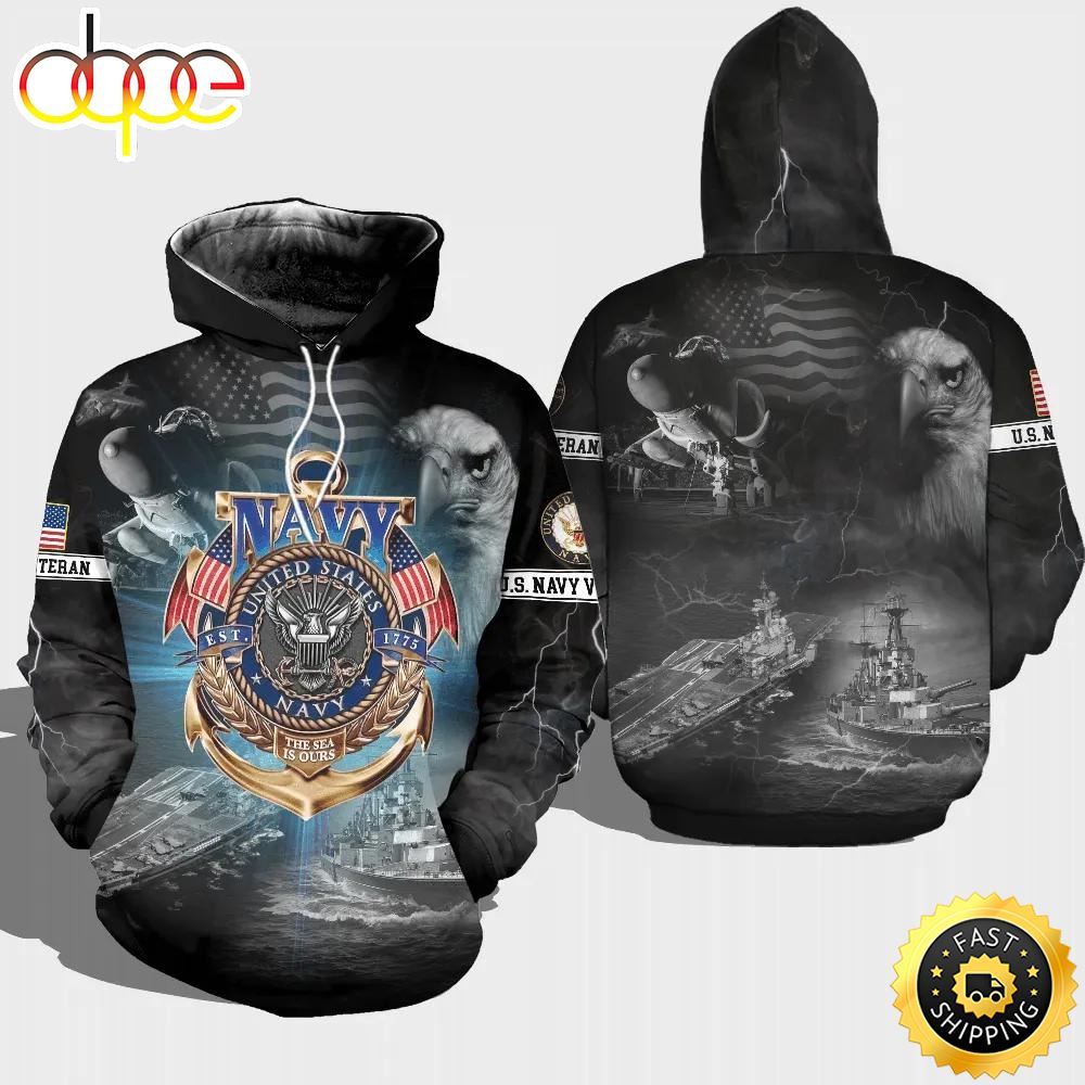 Veteran Navy Veteran The Sea Is Ours 1775 3D Hoodie All Over Printed