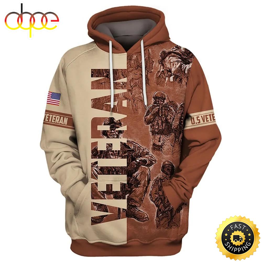 Veteran U.S Veteran Soldiers In The Battle 3D Hoodie All Over Printed