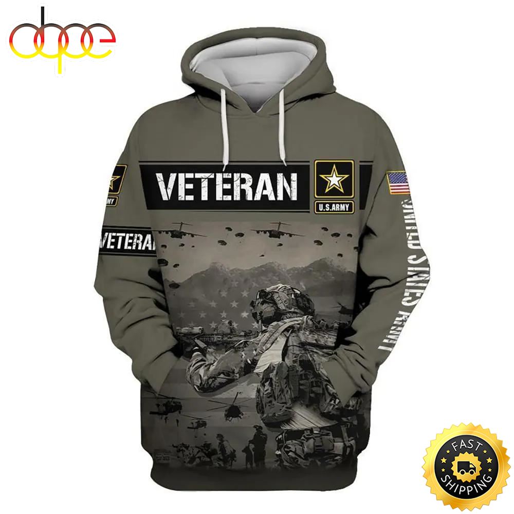 Veteran US Army Veteran Armed Force Helicopter 3D Hoodie All Over Printed