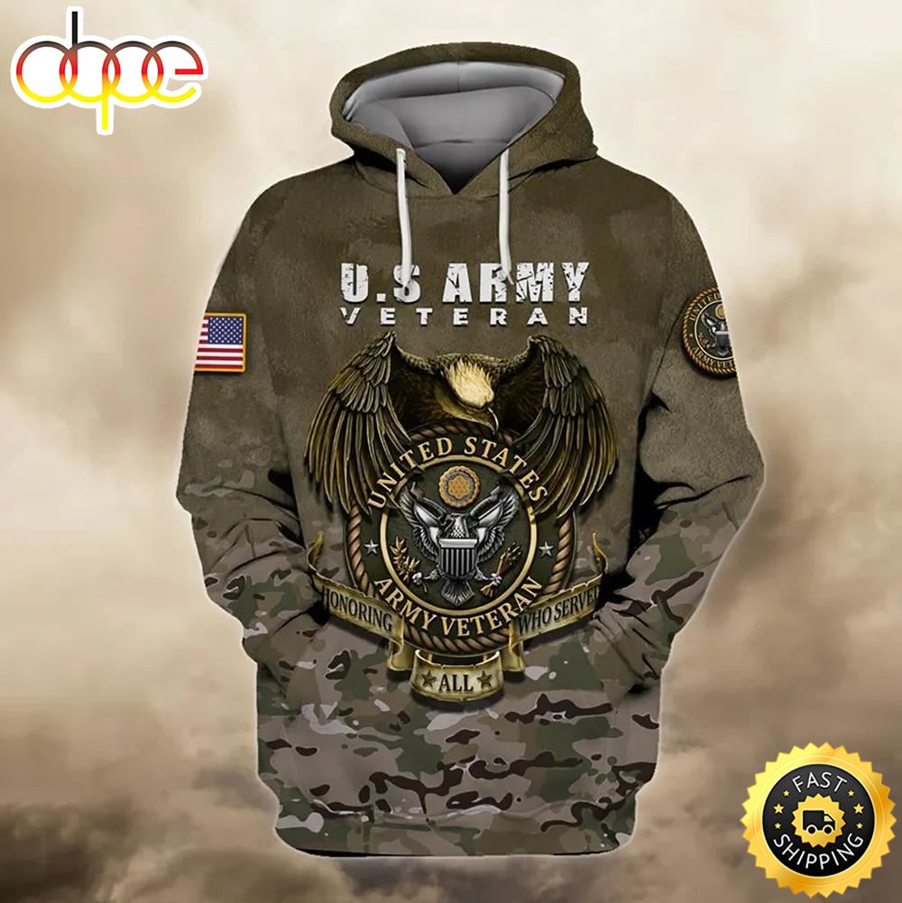 Veteran United States Army Veteran Honoring All Served 3D Hoodie All Over Printed