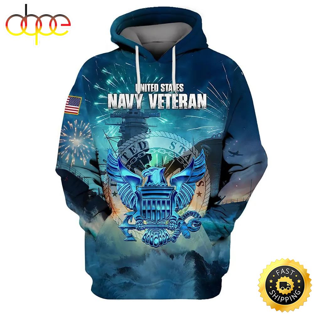Veteran United States Navy Veteran Firework Symbol 3D Hoodie All Over Printed
