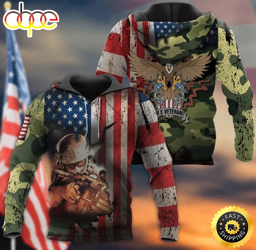Veteran United States U.S 3D Hoodie All Over Printed Veteran Gift