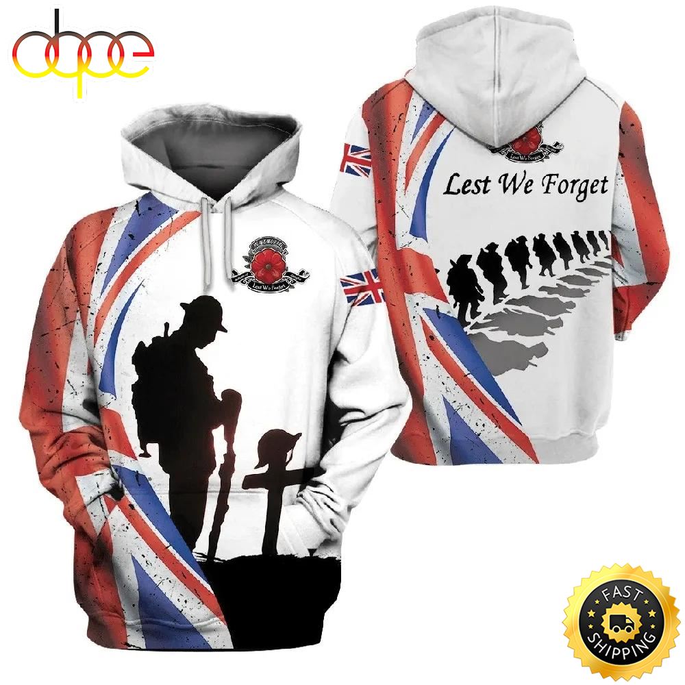 Veterans Lest We Forget Fallen Soldier 3D Hoodie All Over Printed
