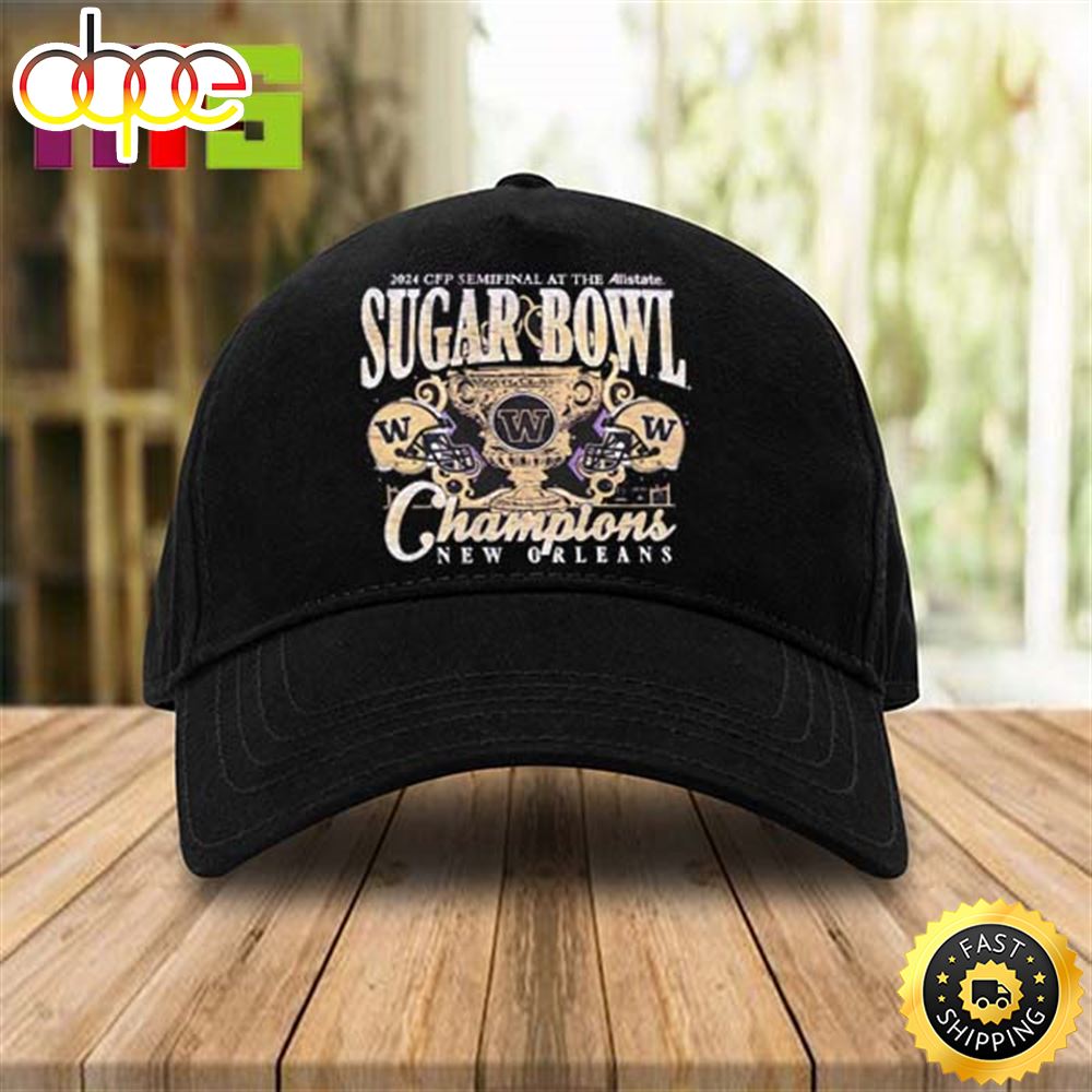 Washington Huskies 2024 Sugar Bowl Champions Trophy Retro Hat Cap