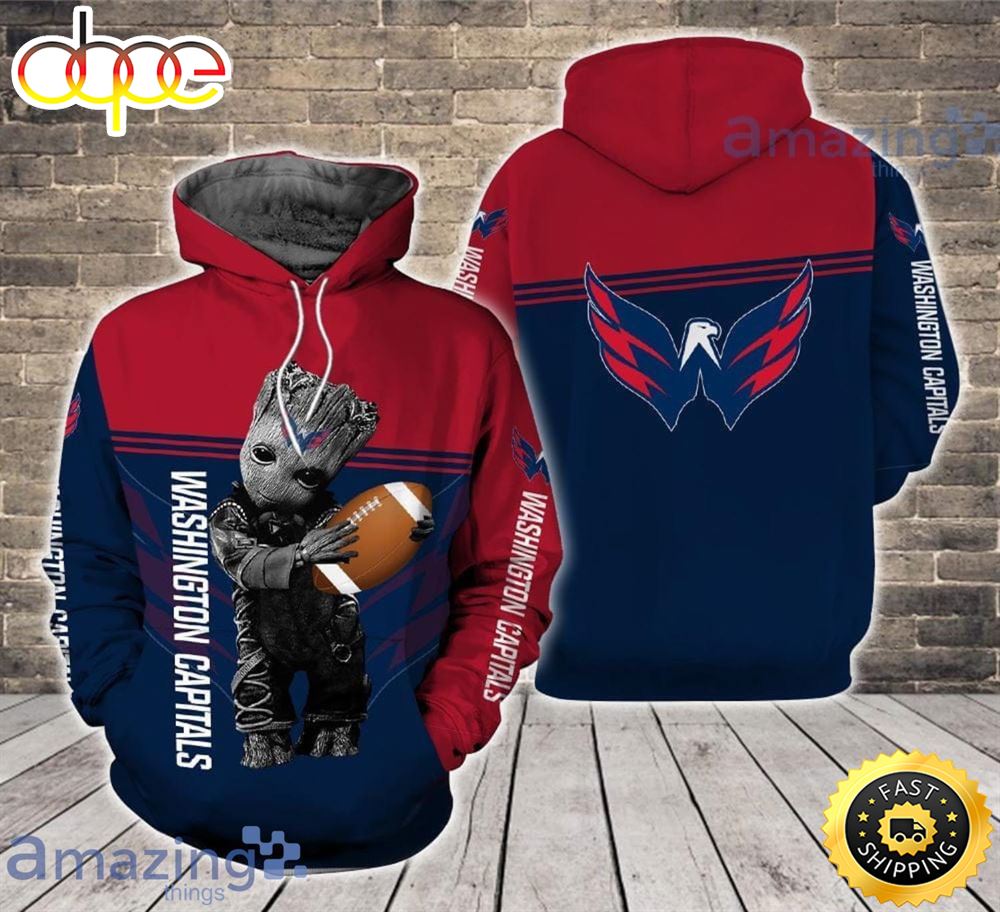 Washington Capitals Ft. Groot 3d Hoodie For Fans
