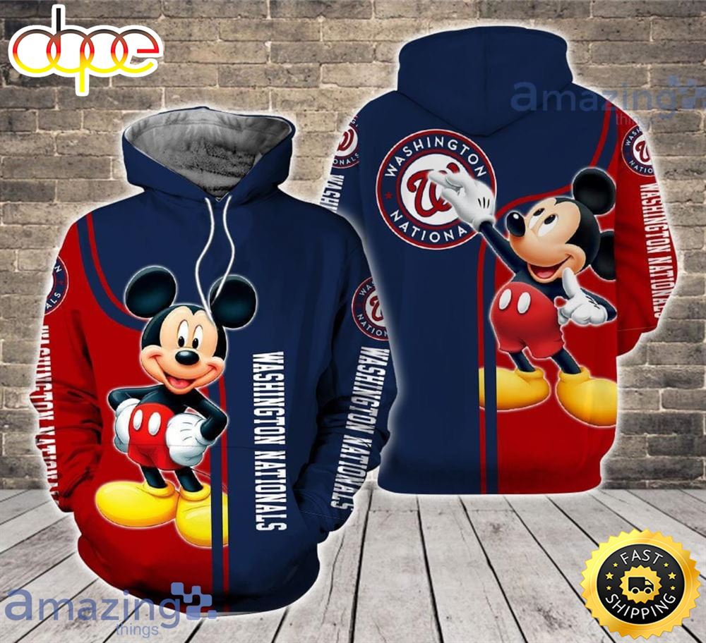 Washington Nationals Mickey Mouse Lover Disney Cartoon 3d Hoodie For Fans