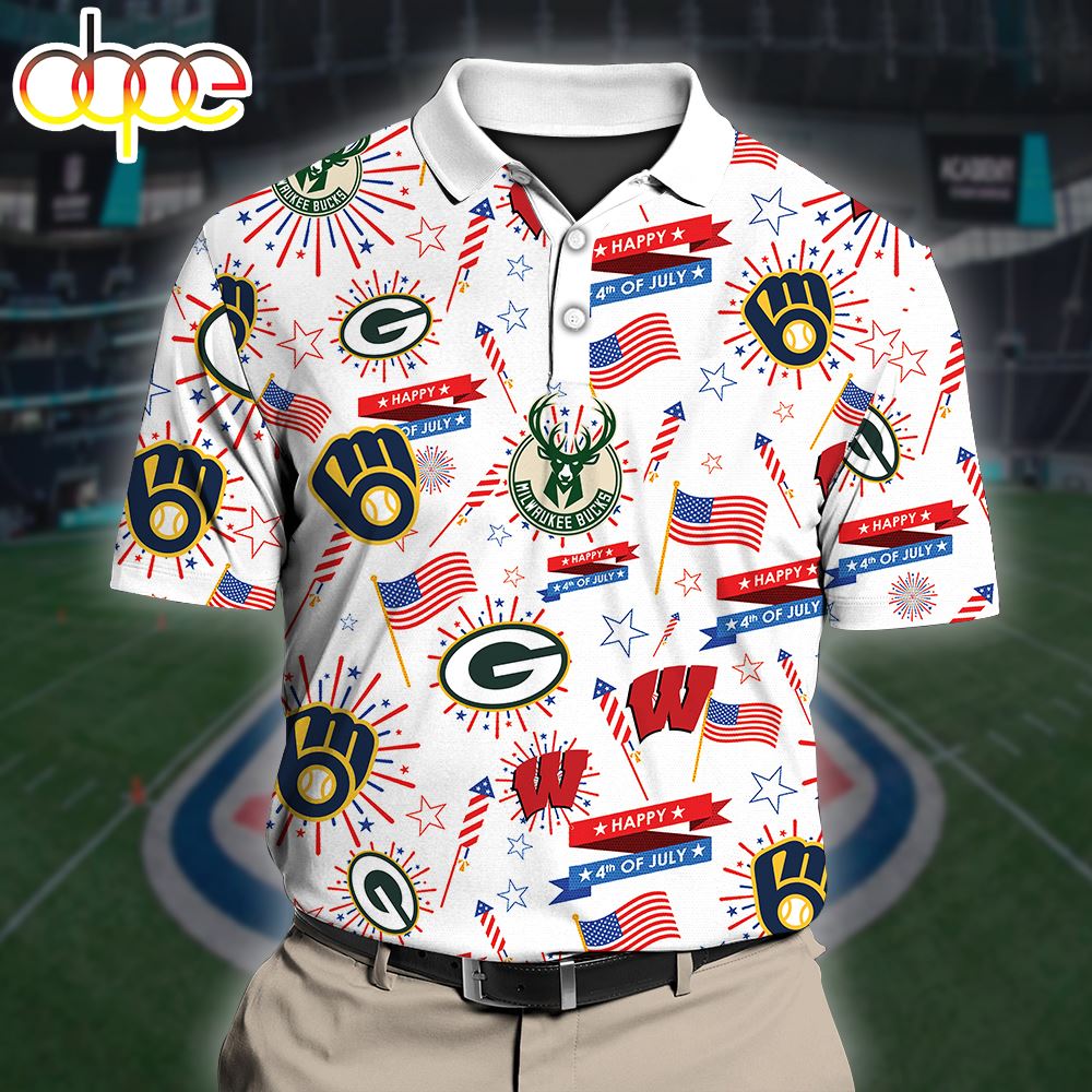 Wisconsin Sports 4th Of July Polo Shirt