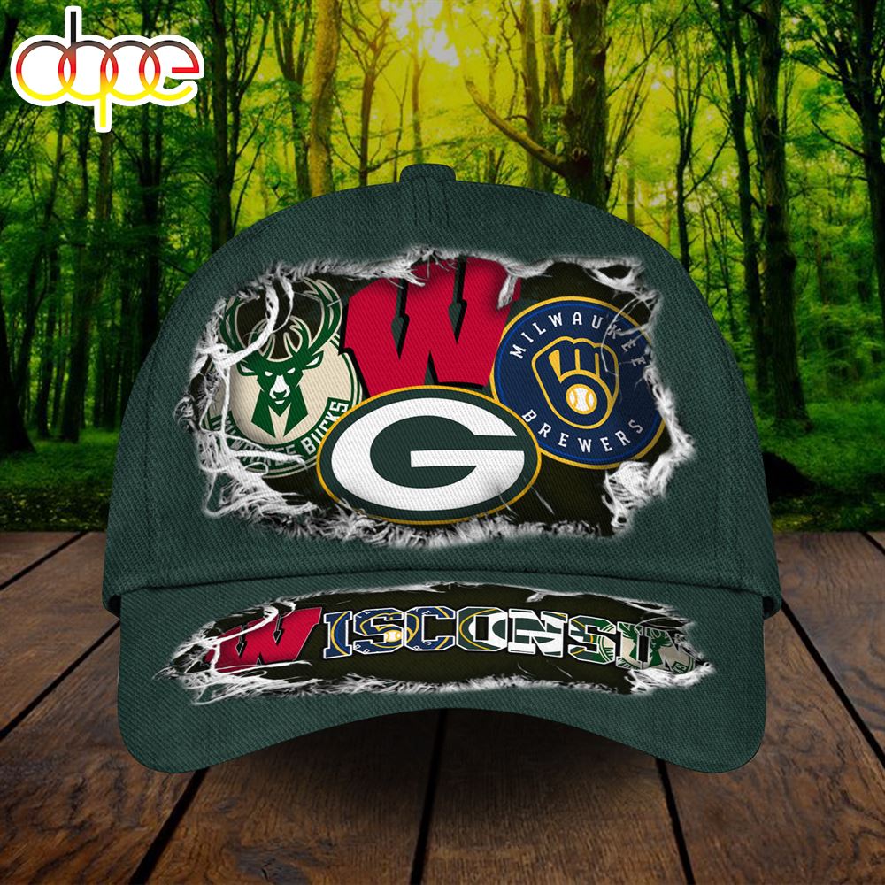 Wisconsin Sports Green Cap Allover Print
