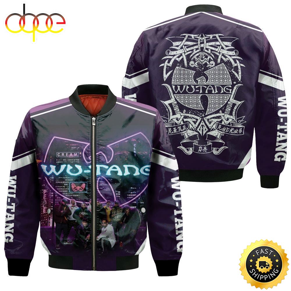 Wutang Clan Cream Led Light Logo Sky View Legend Hip Hop Bomber Jacket