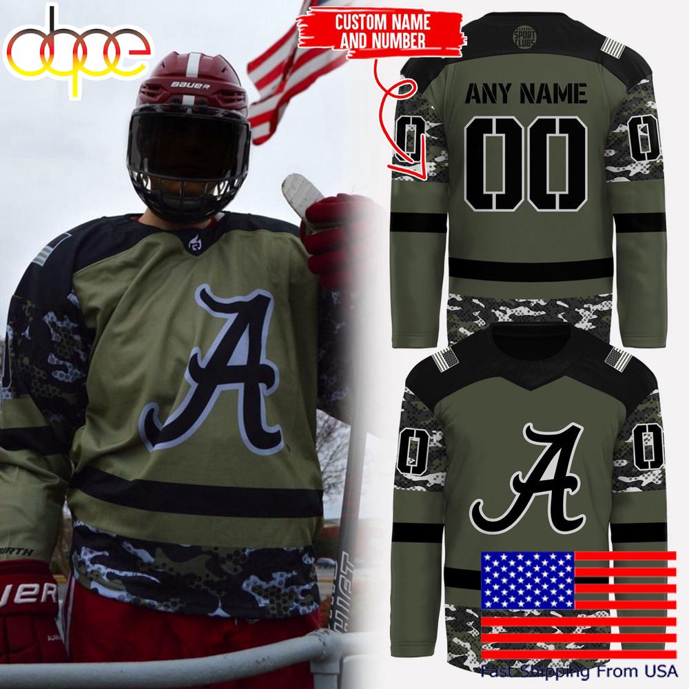 Alabama Crimson Tide Hockey 2025 NCAA Limited Military Custom Hockey Jersey