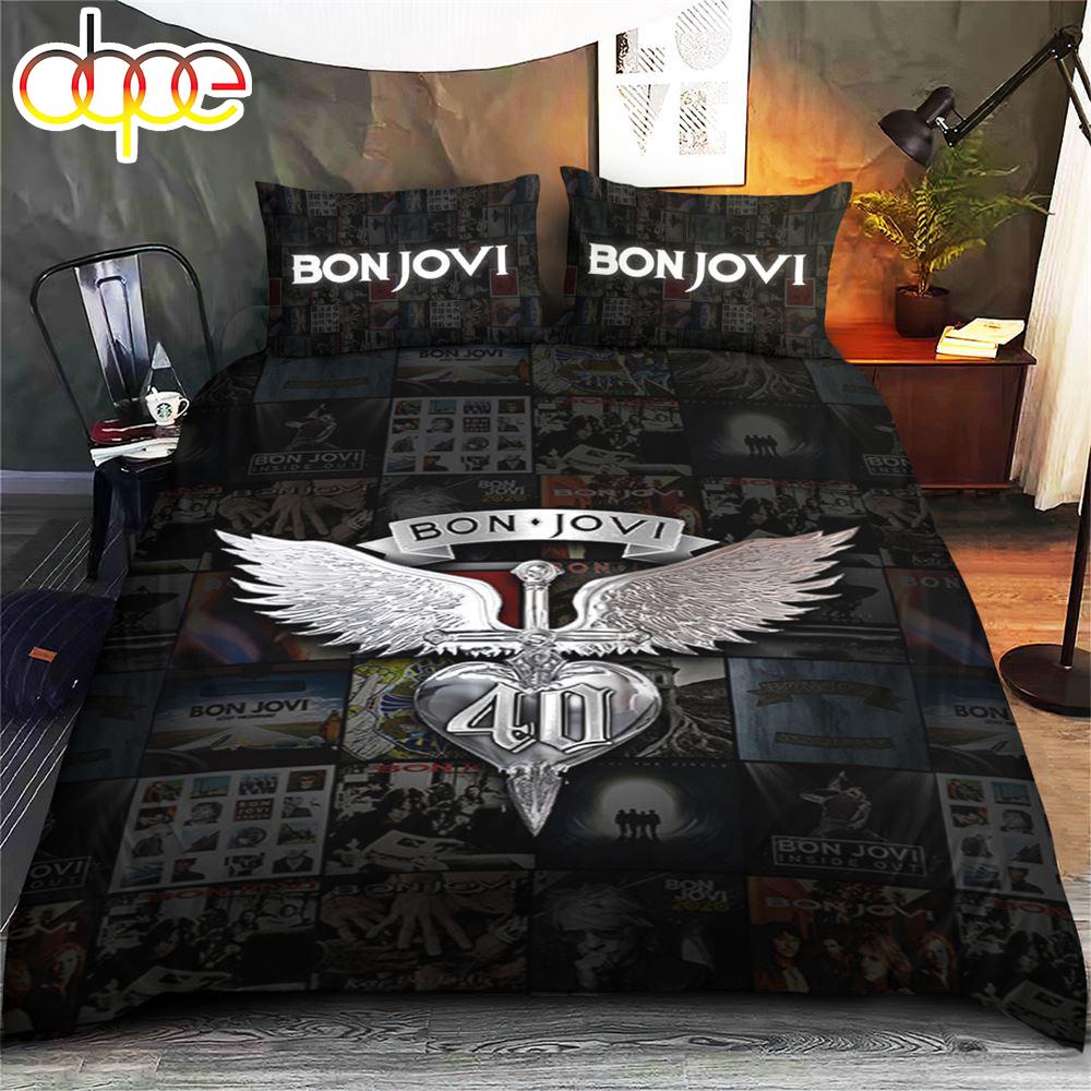 Bon Jovi Music Black Bedding Set  Gift For Christmas