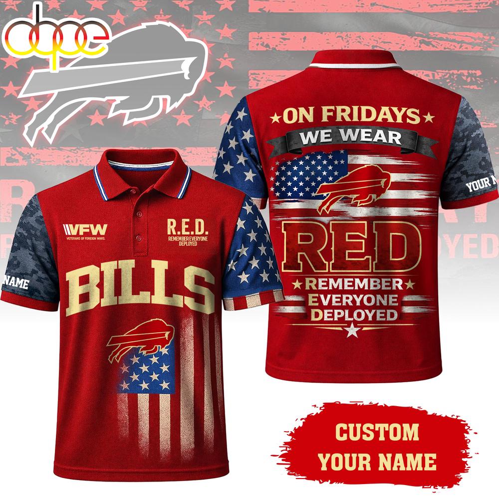 Custom Name  Buffalo Bills NFL Red Friday Polo Shirt For Fans