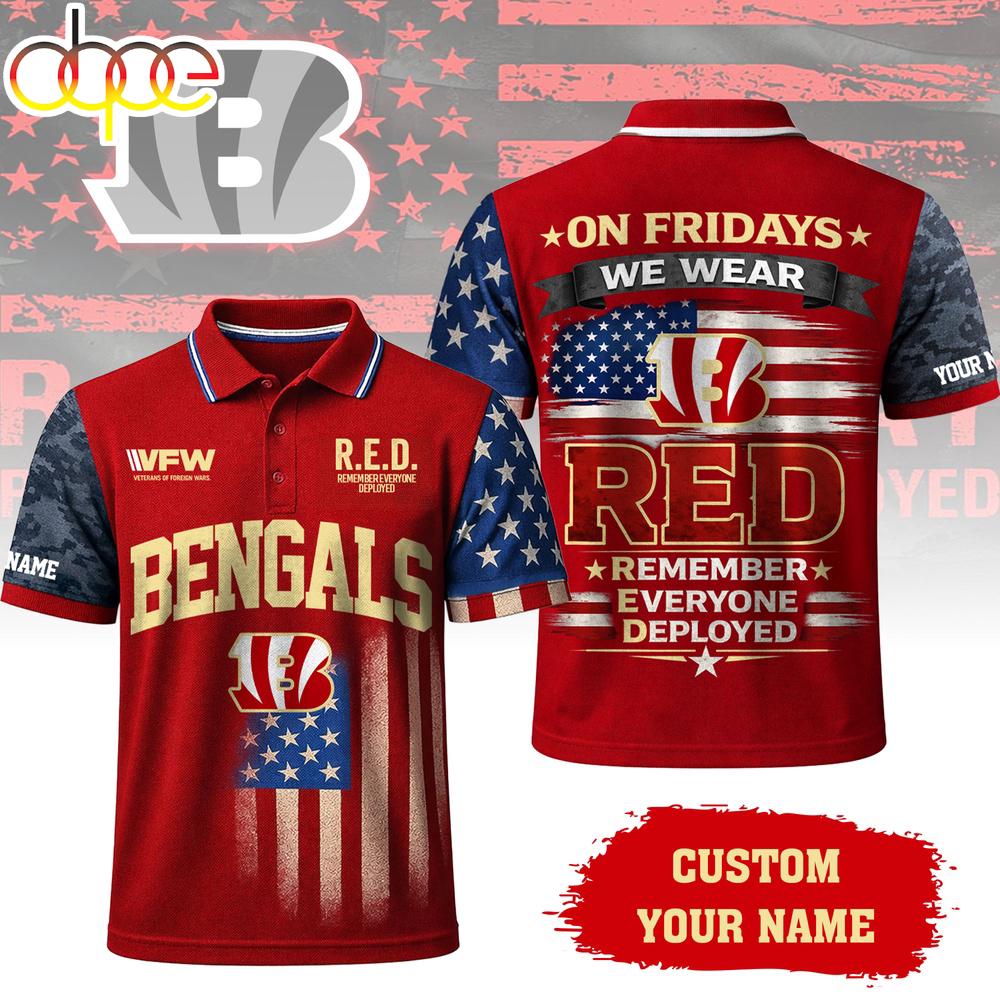 Custom Name  Cincinnati Bengals NFL Red Friday Polo Shirt For Fans