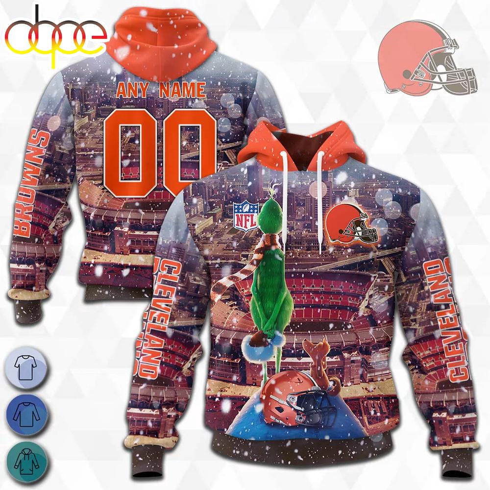 Custom Name And Number Cleveland Browns NFL All Over Print Hoodie Shirt