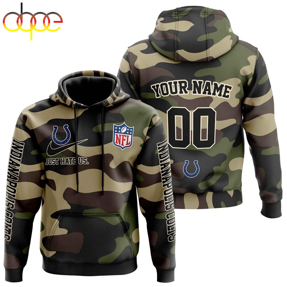 Custom Name And Number Indianapolis Colts Camo Style Veteran Day All Over Print Hoodie Shirt