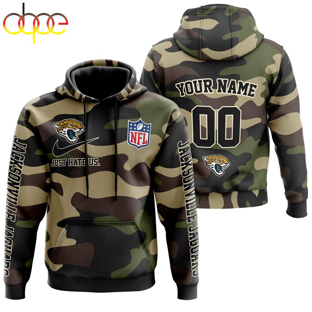 Custom Name And Number Jacksonville Jaguars Camo Style Veteran Day All Over Print Hoodie Shirt