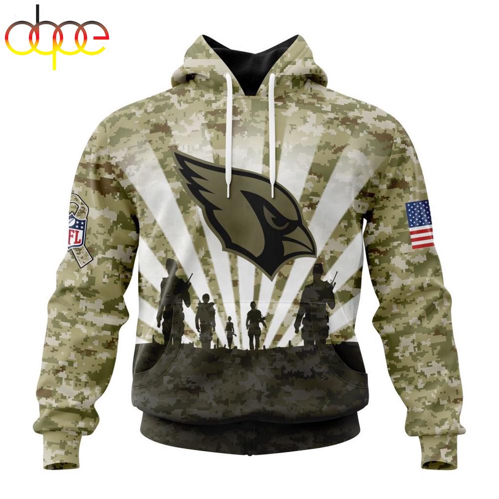Custom Name And Number NFL Arizona Cardinals Salute To Service Honor Veterans Hoodie