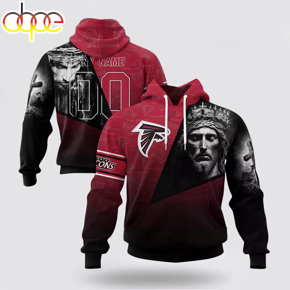 Custom Name And Number NFL Atlanta Falcons God's Blessing All Over Print Hoodie Shirt
