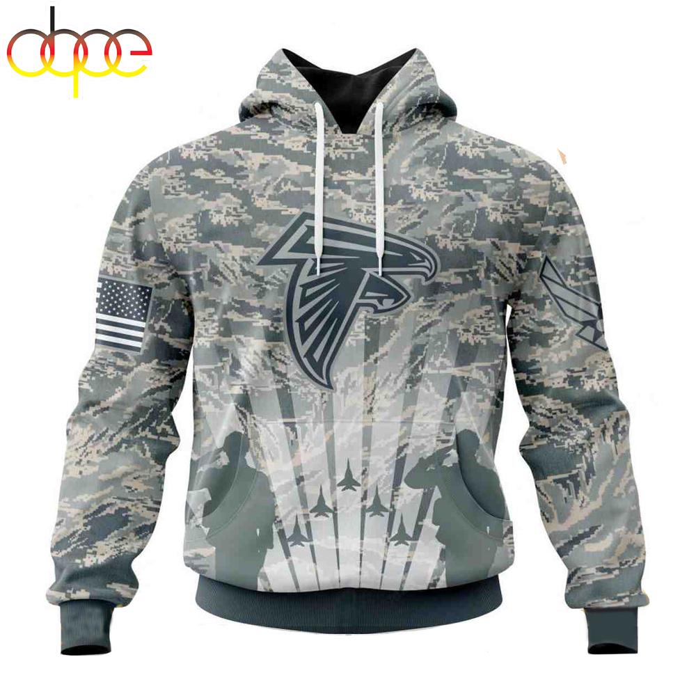 Custom Name And Number NFL Atlanta Falcons Honor US Air Force Veterans 3D Hoodie Shirt