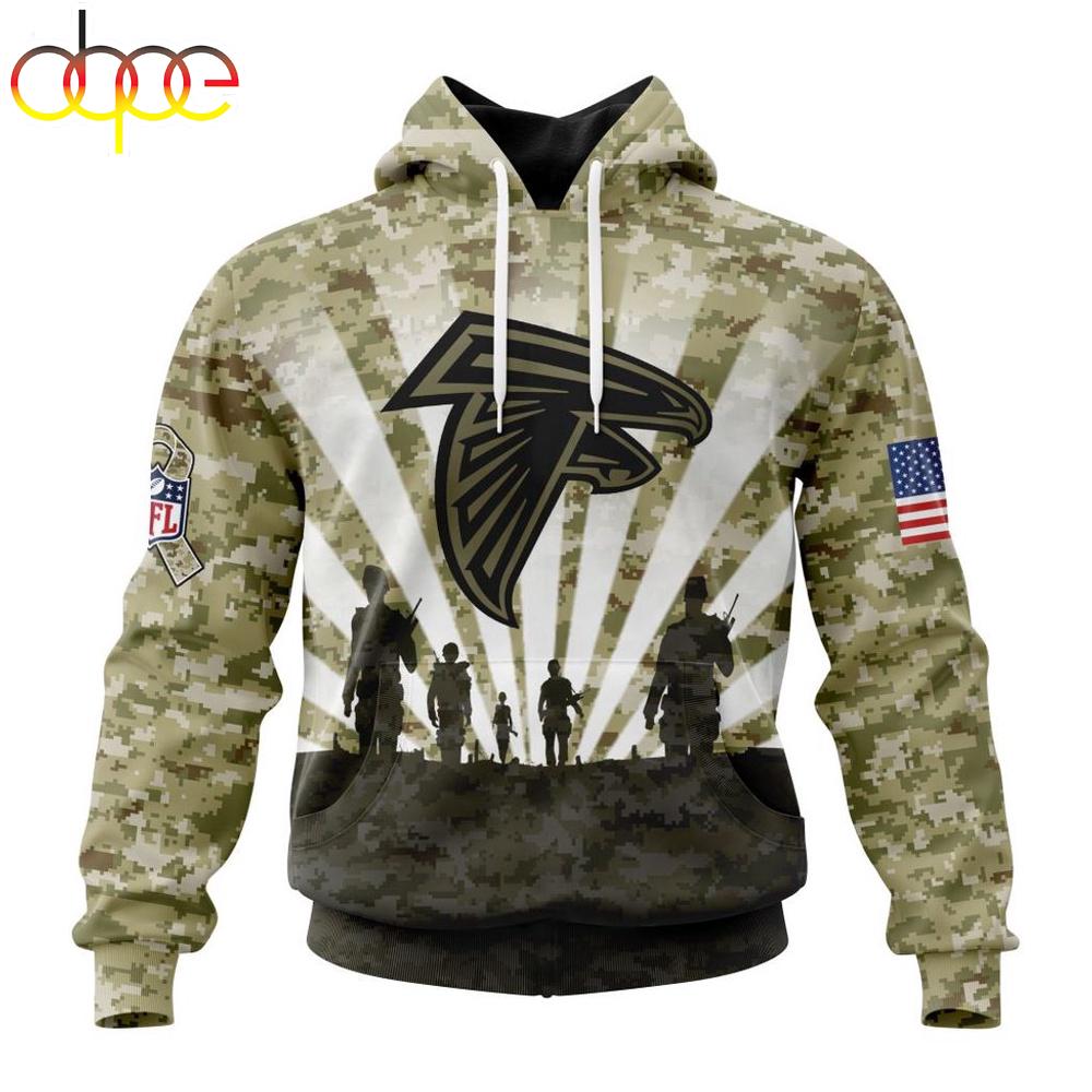Custom Name And Number NFL Atlanta Falcons Salute To Service Honor Veterans Hoodie