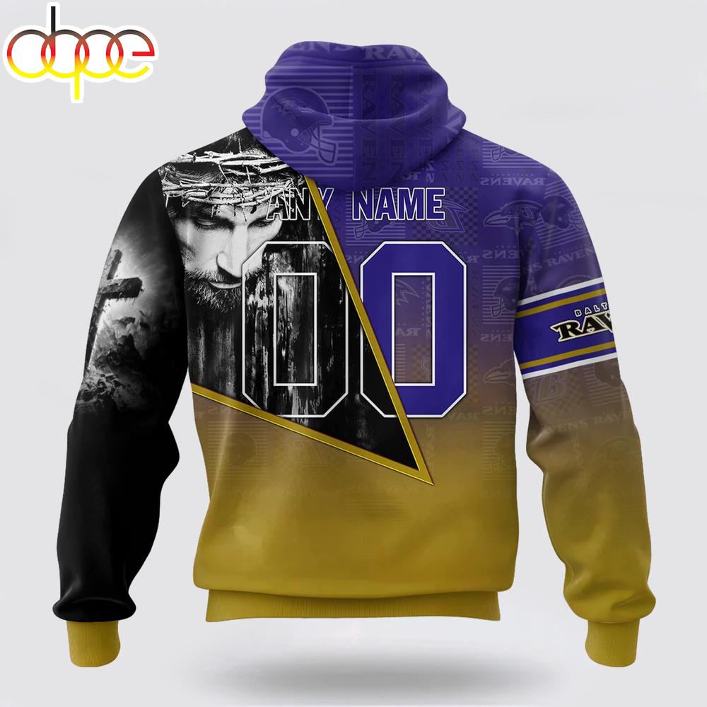 Custom Name And Number NFL Baltimore Ravens God's Blessing All Over Print Hoodie Shirt
