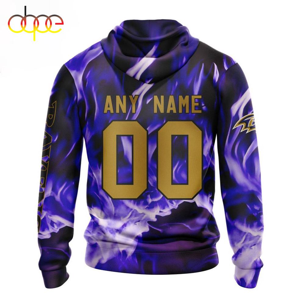 Custom Name And Number NFL Baltimore Ravens Skull Happy Halloween 3D Hoodie Shirt