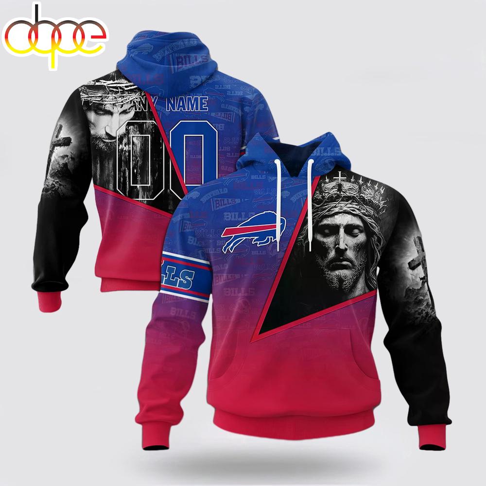 Custom Name And Number NFL Buffalo Bills God's Blessing All Over Print Hoodie Shirt