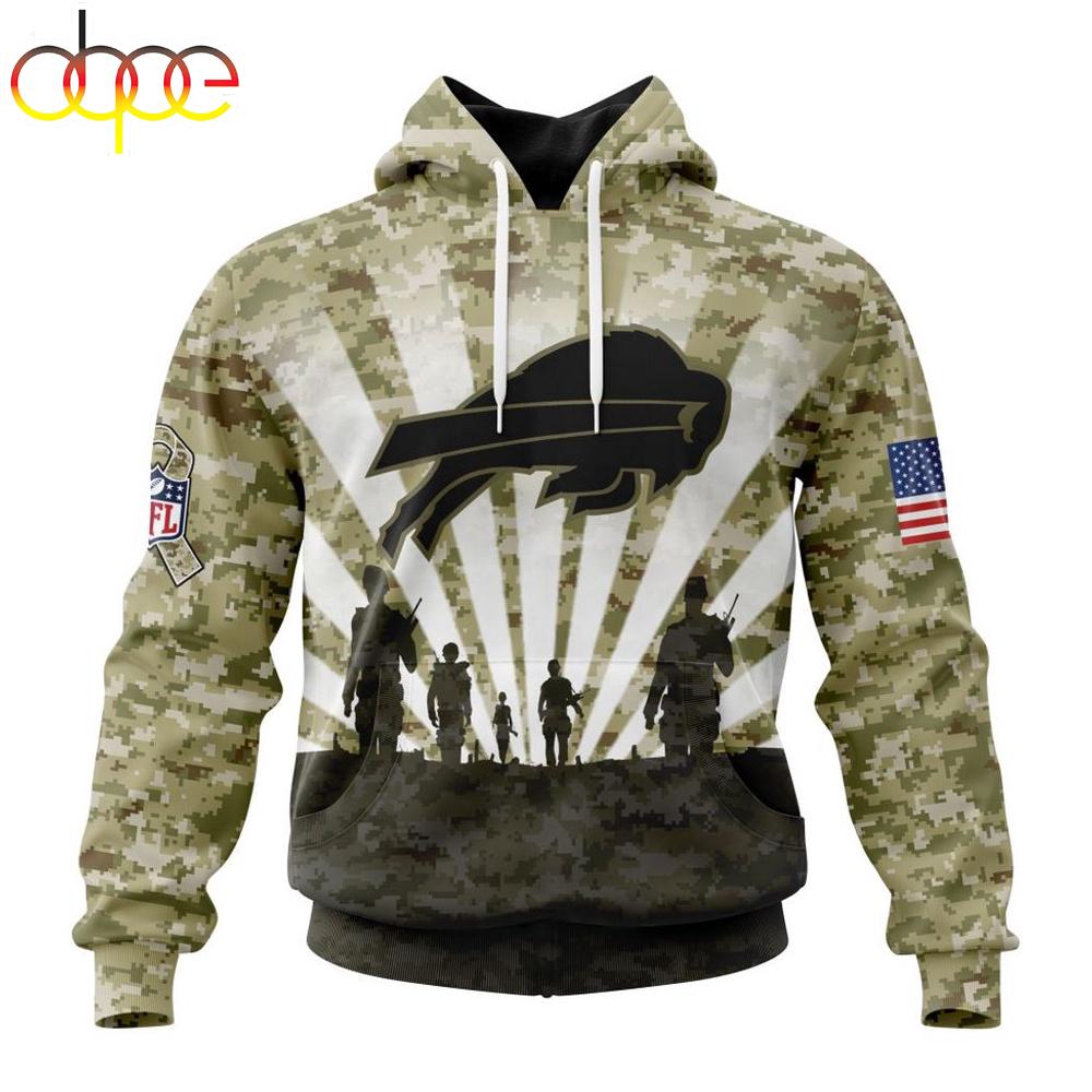 Custom Name And Number NFL Buffalo Bills Salute To Service Honor Veterans Hoodie