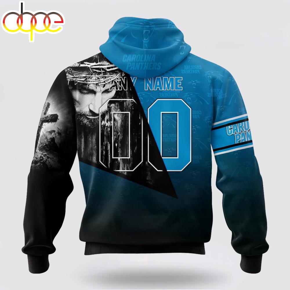 Custom Name And Number NFL Carolina Panthers God's Blessing All Over Print Hoodie Shirt