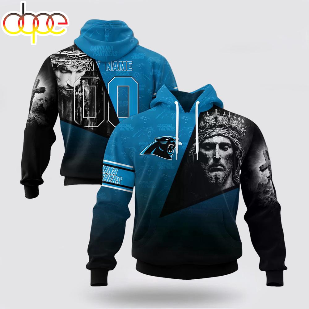 Custom Name And Number NFL Carolina Panthers God's Blessing All Over Print Hoodie Shirt