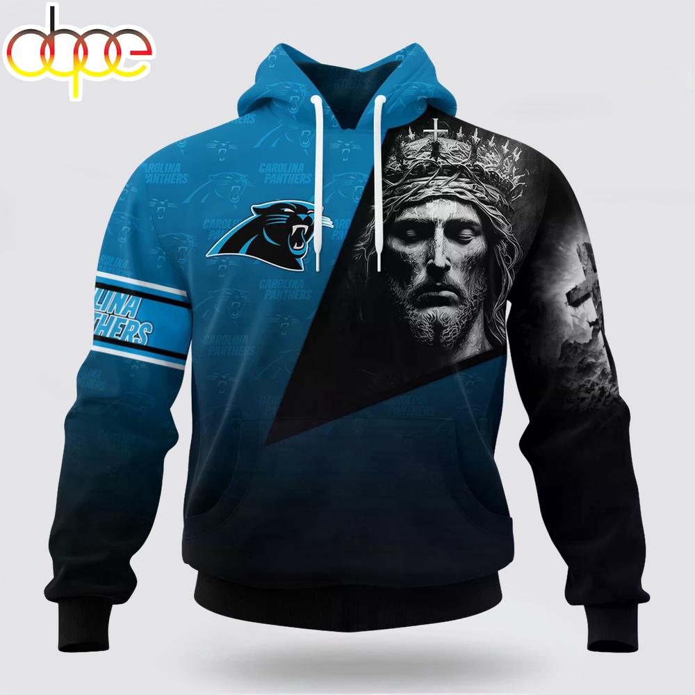Custom Name And Number NFL Carolina Panthers God's Blessing All Over Print Hoodie Shirt