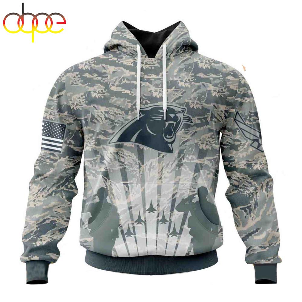 Custom Name And Number NFL Carolina Panthers Honor US Air Force Veterans 3D Hoodie Shirt