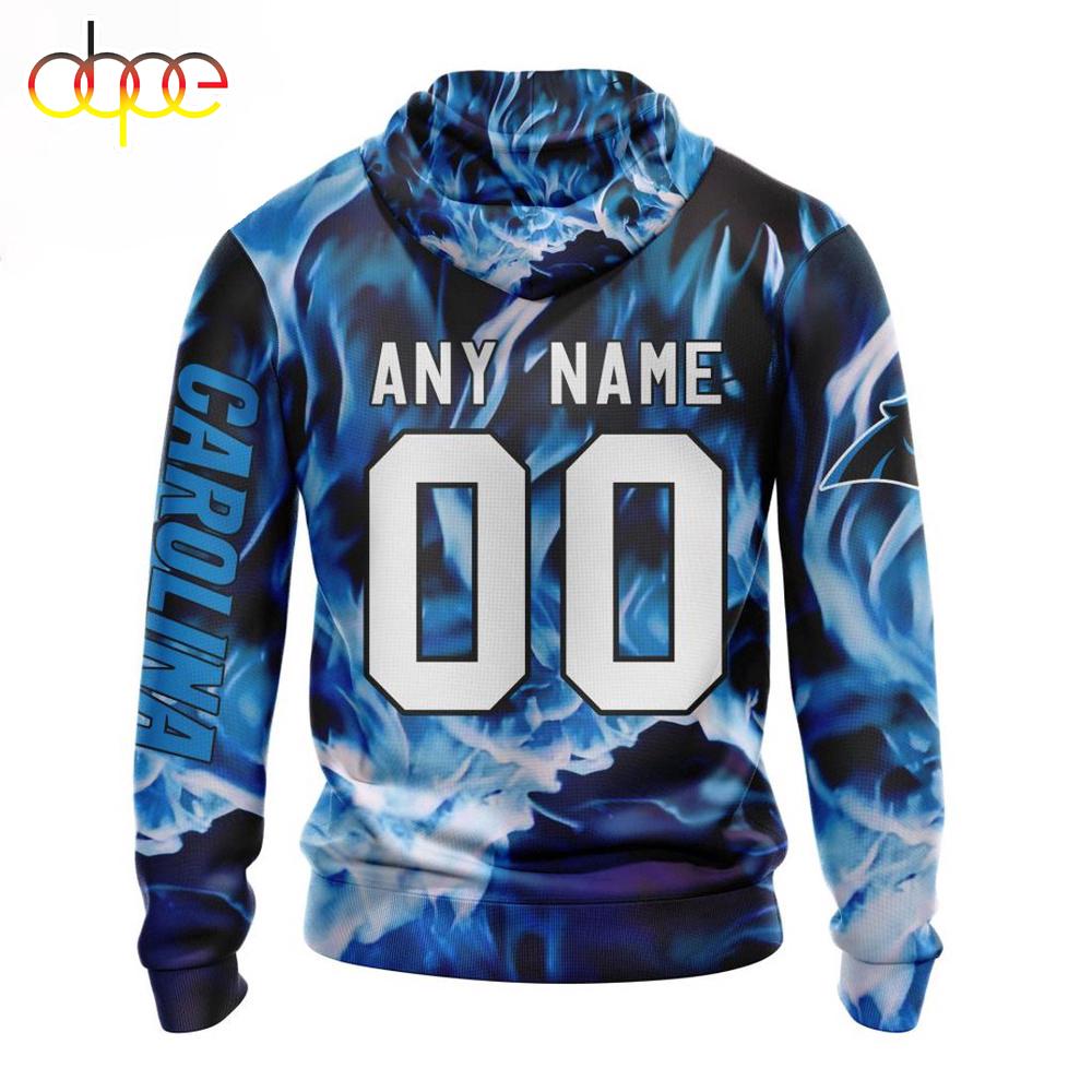 Custom Name And Number NFL Carolina Panthers Skull Happy Halloween 3D Hoodie Shirt