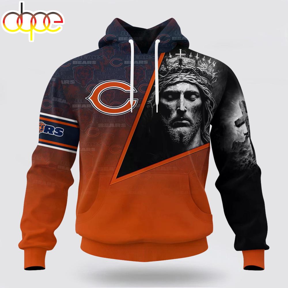 Custom Name And Number NFL Chicago Bears God's Blessing All Over Print Hoodie Shirt