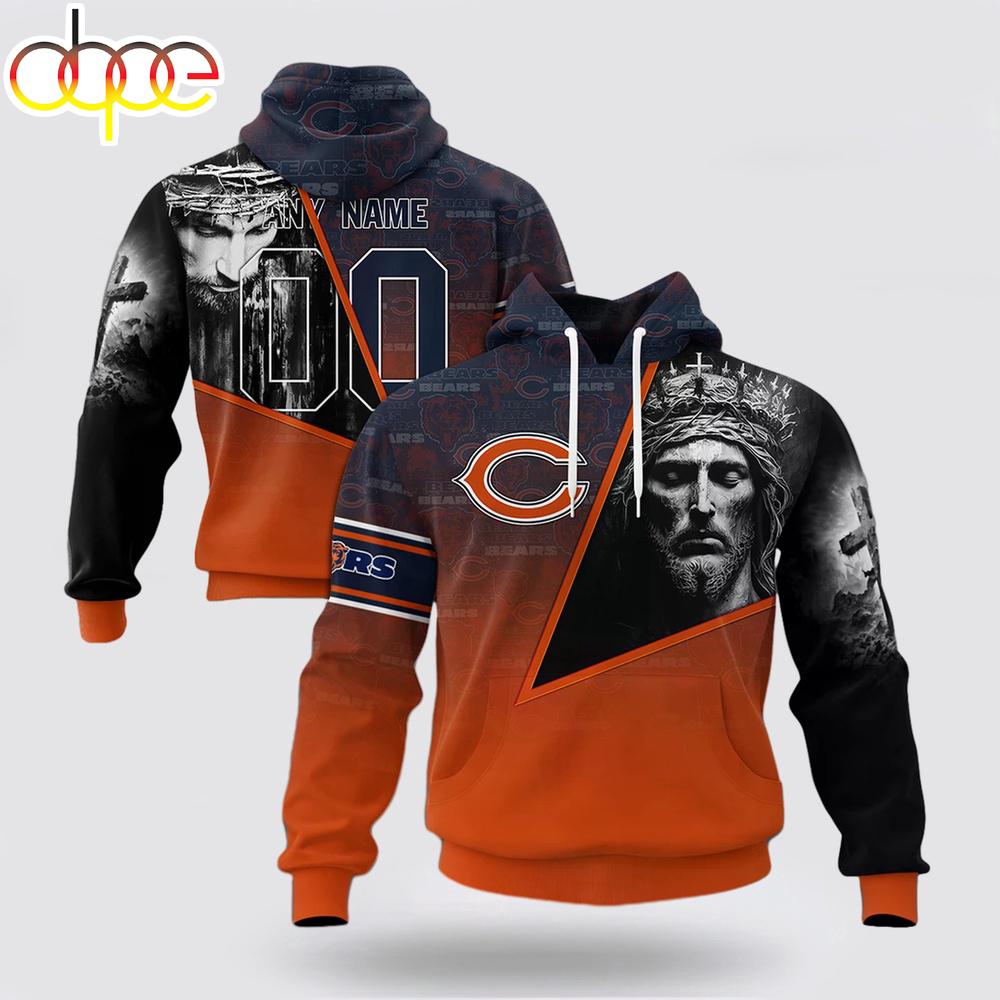 Custom Name And Number NFL Chicago Bears God's Blessing All Over Print Hoodie Shirt