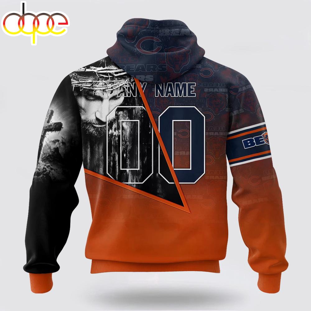 Custom Name And Number NFL Chicago Bears God's Blessing All Over Print Hoodie Shirt