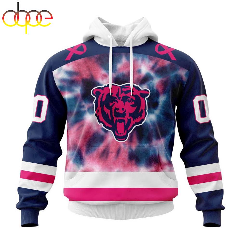 Custom Name And Number NFL Chicago Bears Pink Fight Breast Cancer Hoodie