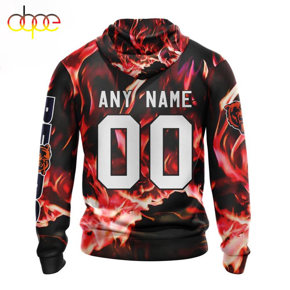 Custom Name And Number NFL Chicago Bears Skull Happy Halloween 3D Hoodie Shirt