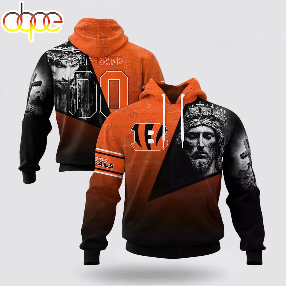 Custom Name And Number NFL Cincinnati Bengals God's Blessing All Over Print Hoodie Shirt