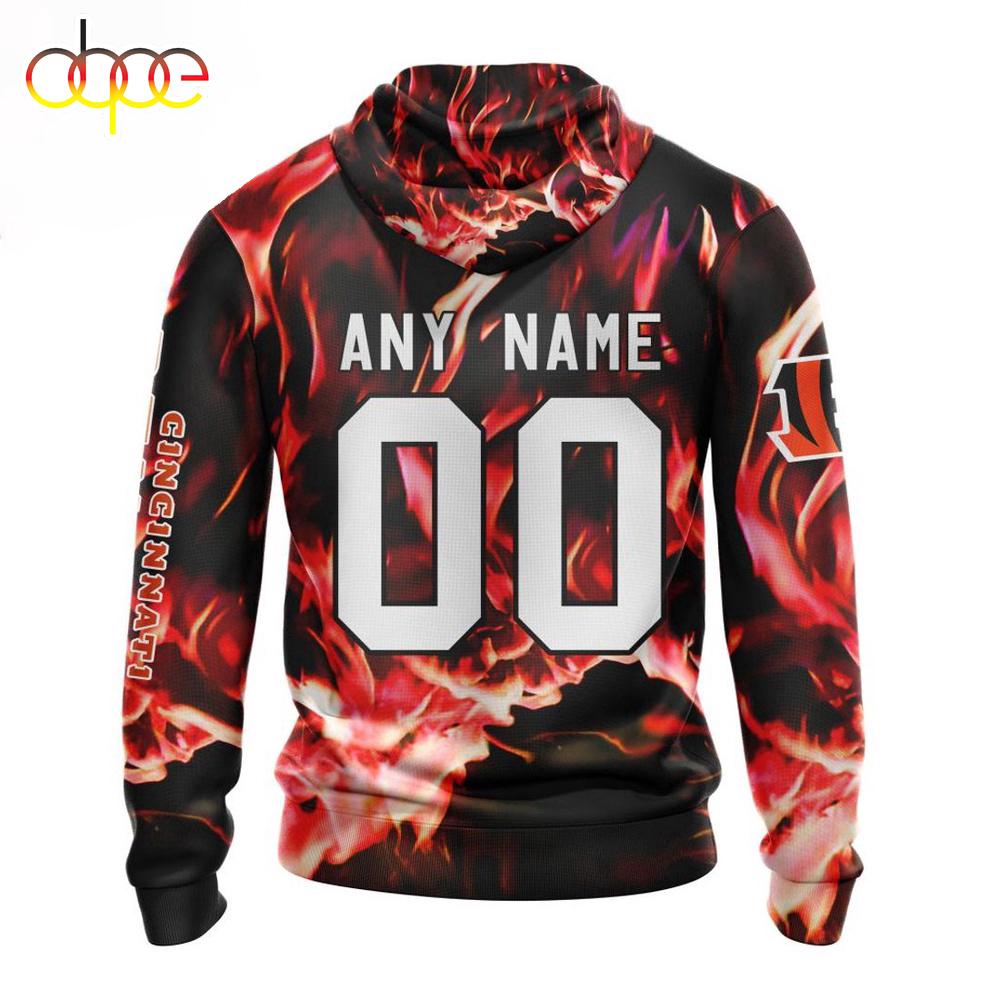 Custom Name And Number NFL Cincinnati Bengals Skull Happy Halloween 3D Hoodie Shirt