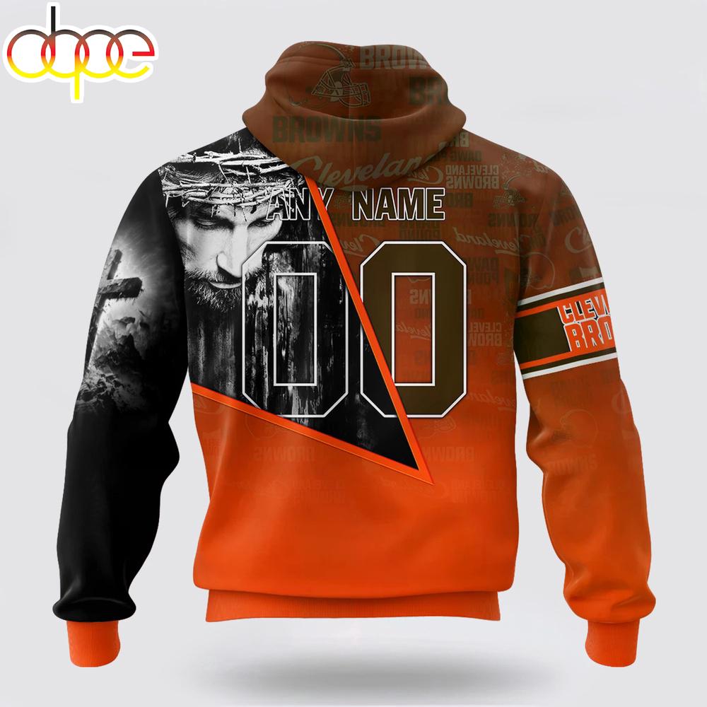 Custom Name And Number NFL Cleveland Browns God's Blessing All Over Print Hoodie Shirt