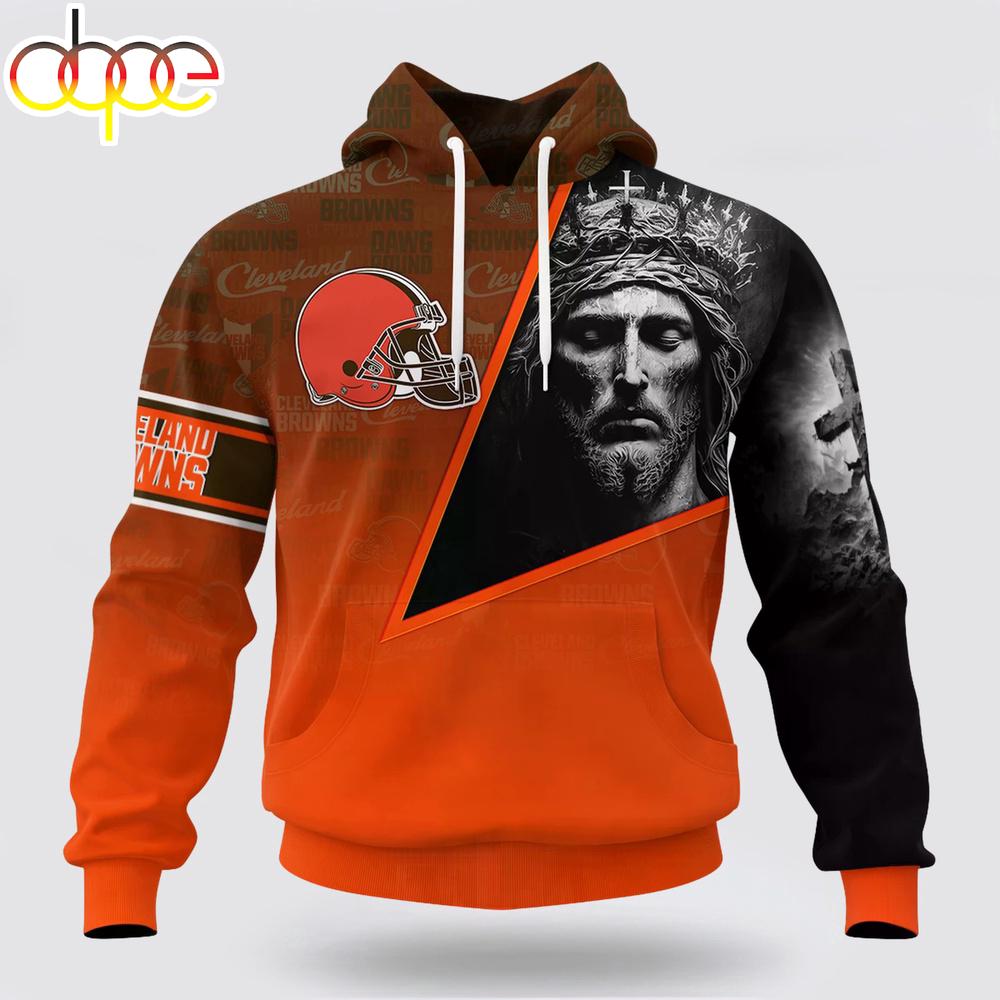Custom Name And Number NFL Cleveland Browns God's Blessing All Over Print Hoodie Shirt