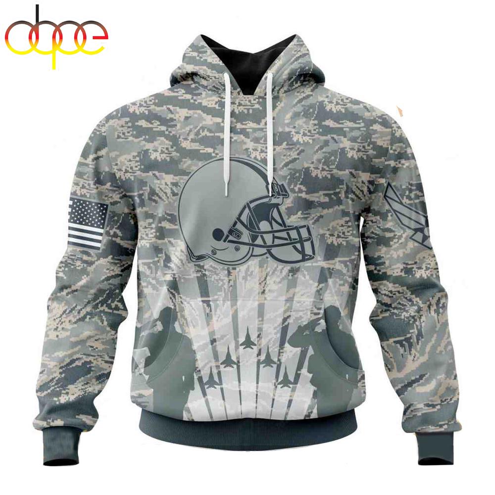 Custom Name And Number NFL Cleveland Browns Honor US Air Force Veterans 3D Hoodie Shirt